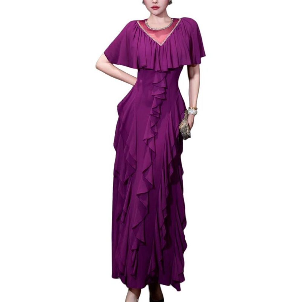 Burryco Womens  Purple Solid Maxi Dress, Purple